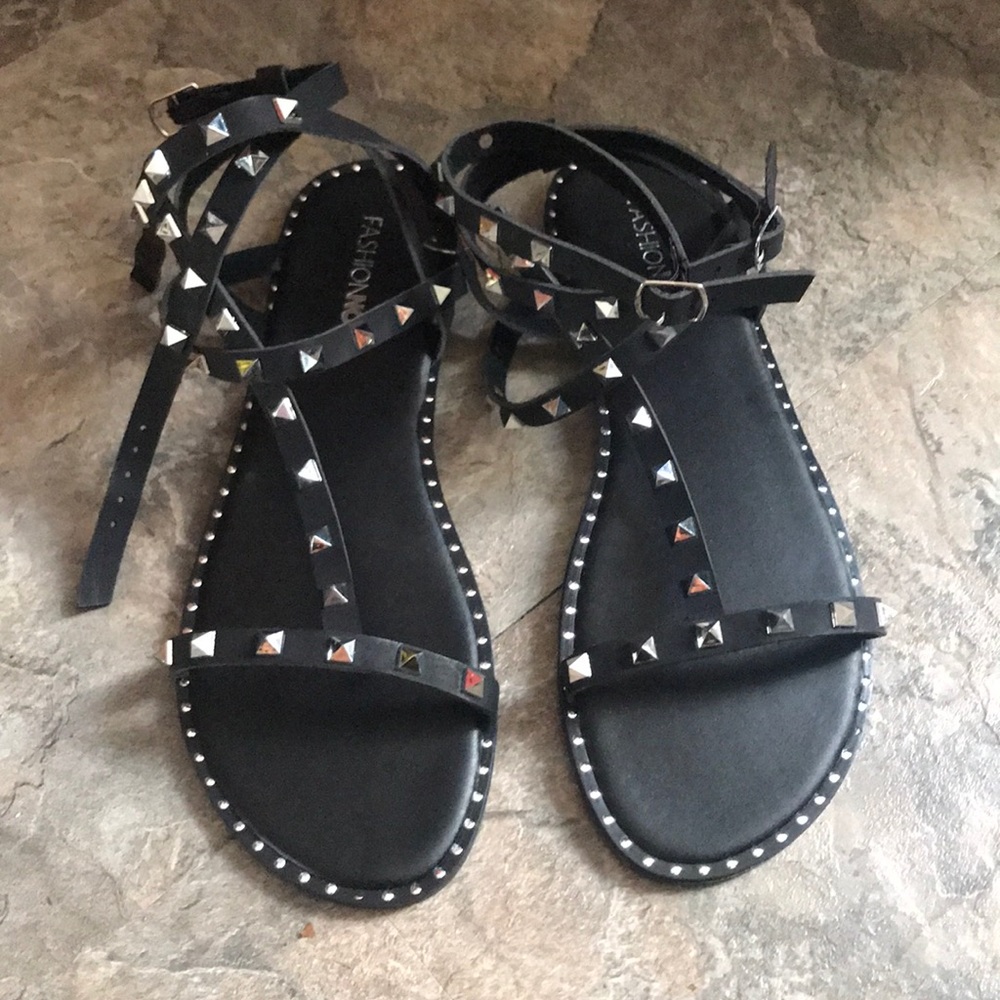 Black studded sandals